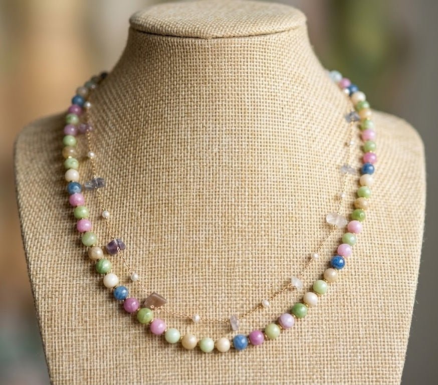 Collane Collana Artigianale Handmade | Tormalina Multicolore e Catena Cristalli | Made in Italy - Handmade Made in Italy