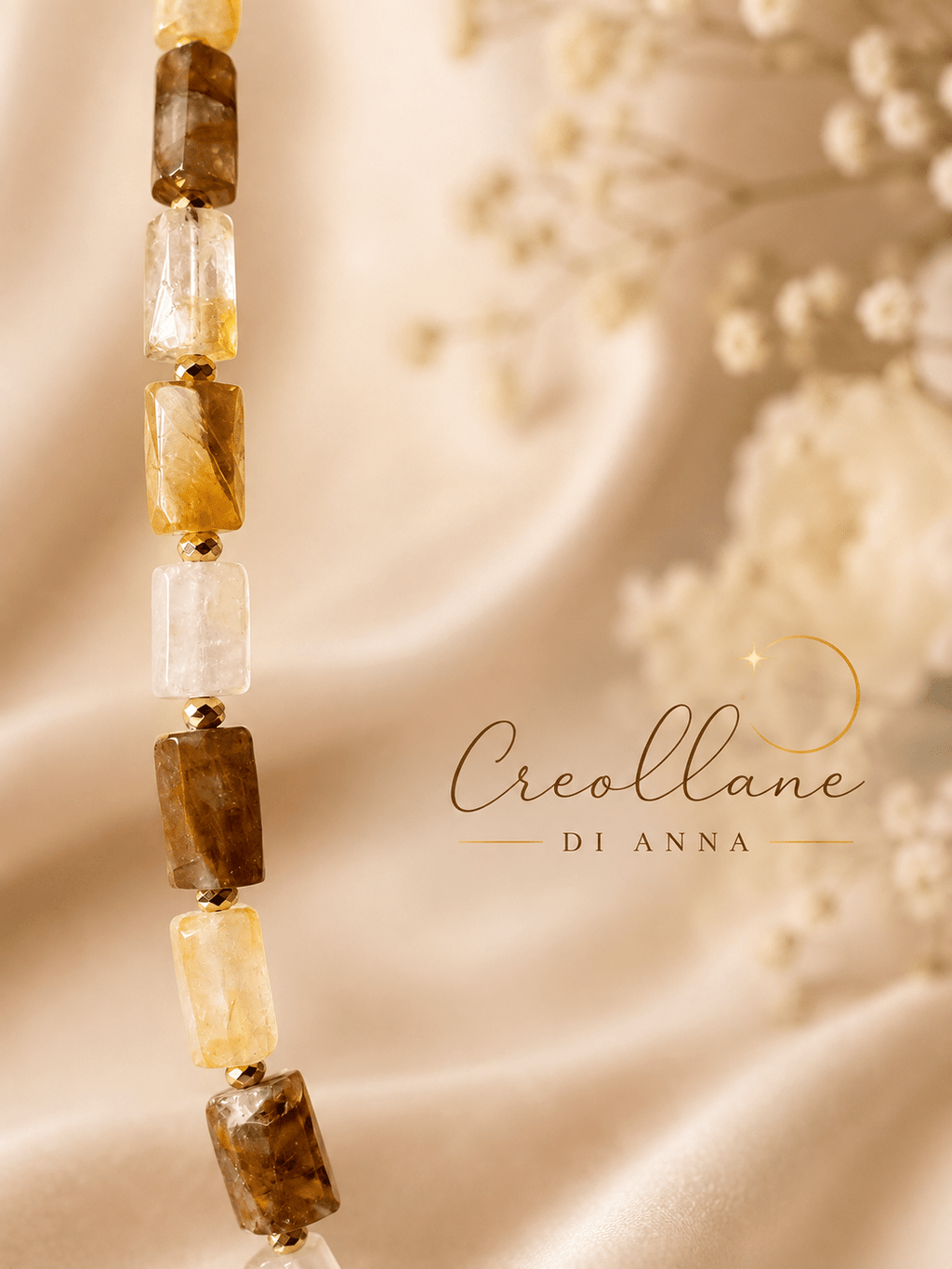 Collane Collana Asimmetrica Quarzo Ferruginoso Giallo, Perle Barocche e Agata Ovale | Made in Italy - Handmade Made in Italy