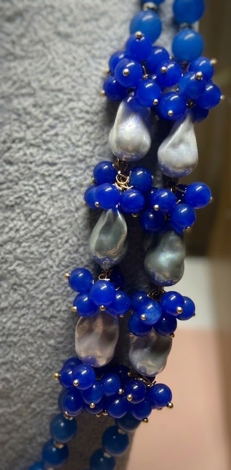 Collane Collana con pietre naturali di agata blu e perle | Handmade Italia - Handmade Made in Italy