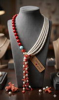 Collane Collana con pietre naturali di opale, corallo e perle di Maiorca | Handmade Italia - Handmade Made in Italy