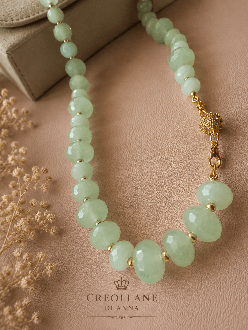 Collane Collana Crisoprasio Naturale Chiusura Magnetica Oro | Made in Italy - Handmade Made in Italy