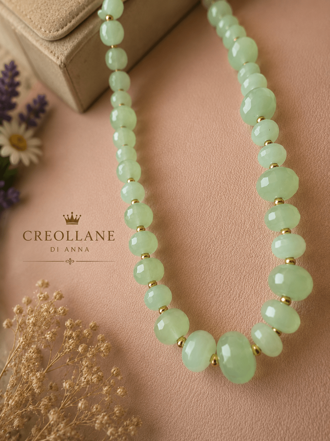 Collane Collana Crisoprasio Naturale Chiusura Magnetica Oro | Made in Italy - Handmade Made in Italy