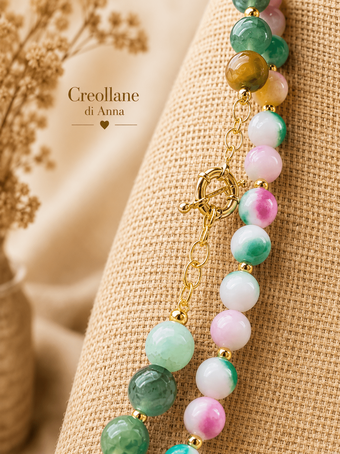 Collane Collana Doppio Filo Agata Persiana e Crisoprasio | Handmade Italia - Handmade Made in Italy