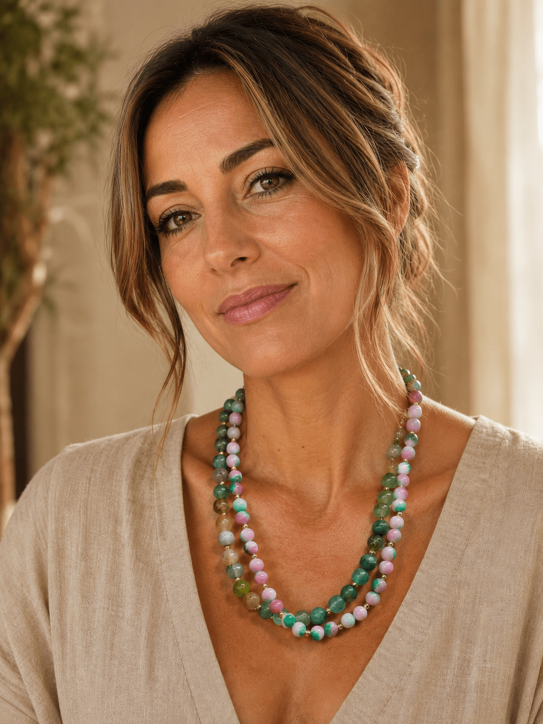 Collane Collana Doppio Filo Agata Persiana e Crisoprasio | Handmade Italia - Handmade Made in Italy