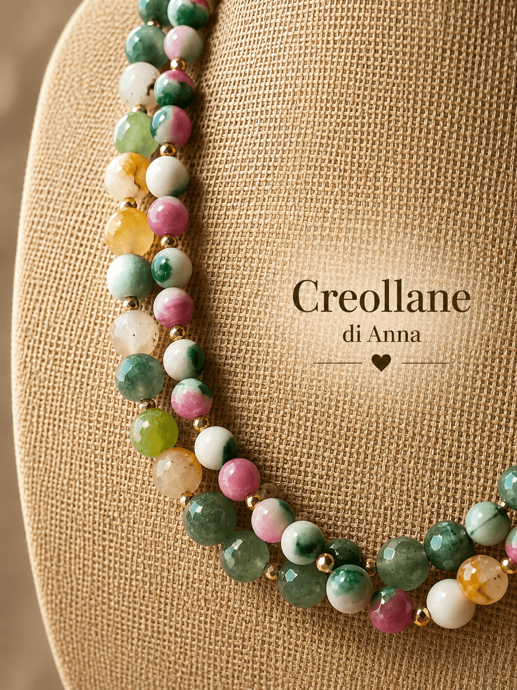 Collane Collana Doppio Filo Agata Persiana e Crisoprasio | Handmade Italia - Handmade Made in Italy