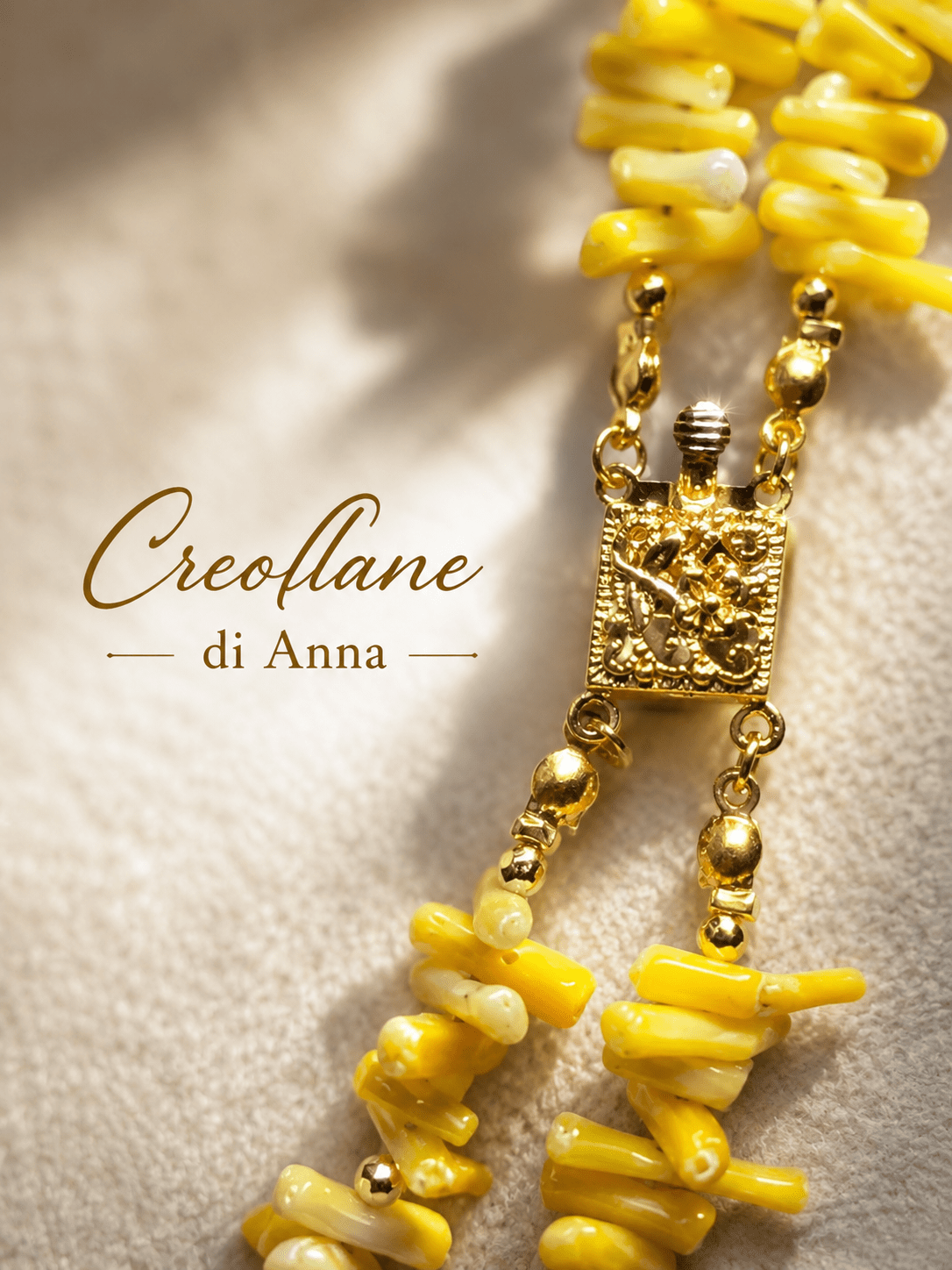 Collane Collana Doppio Filo Artigianale Handmade | Corallo Bambù Giallo, Agata Fucsia e Perle di Maiorca | Made in Italy - Handmade Made in Italy