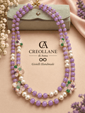 Collane Collana Doppio Filo Giada Lavanda, Perle ed Ematite | Made in Italy - Handmade Made in Italy