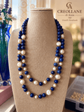 Collane Collana Doppio Filo Lapislazzuli e Perle di Fiume | Made in Italy - Handmade Made in Italy