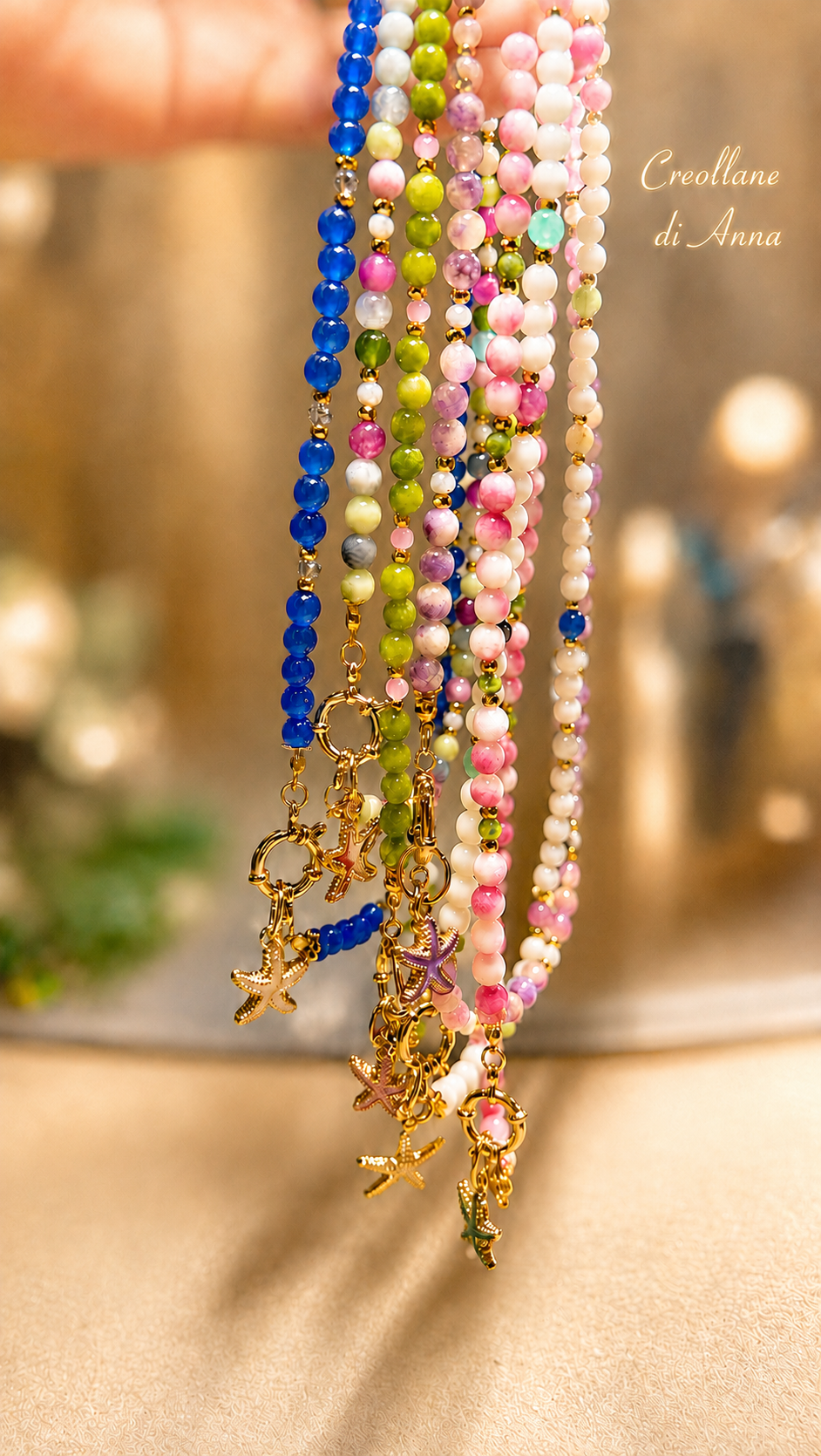 Collane Collana Giada Giadite, Cristalli Sfaccettati e Ciondolo Stella | Made in Italy - Handmade Made in Italy