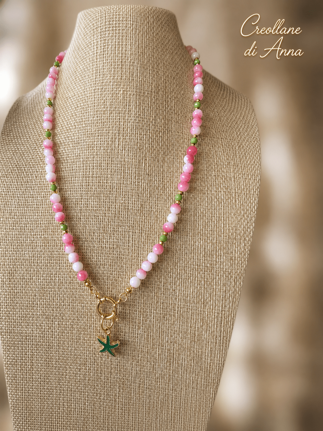 Collane Collana Giada Giadite, Cristalli Sfaccettati e Ciondolo Stella | Made in Italy - Handmade Made in Italy