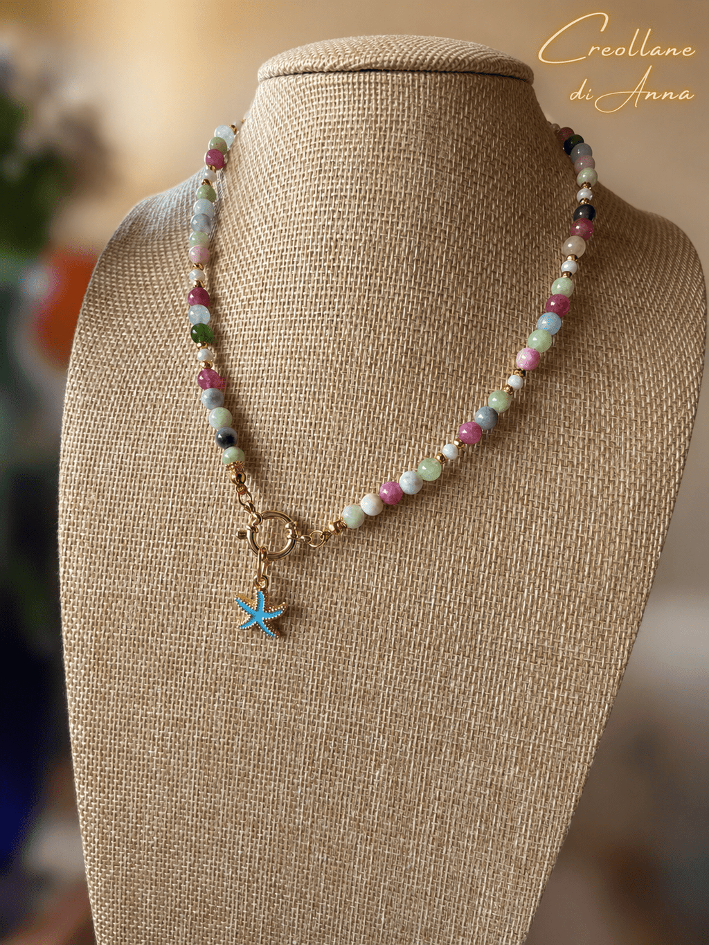 Collane Collana Giada Giadite, Cristalli Sfaccettati e Ciondolo Stella | Made in Italy - Handmade Made in Italy