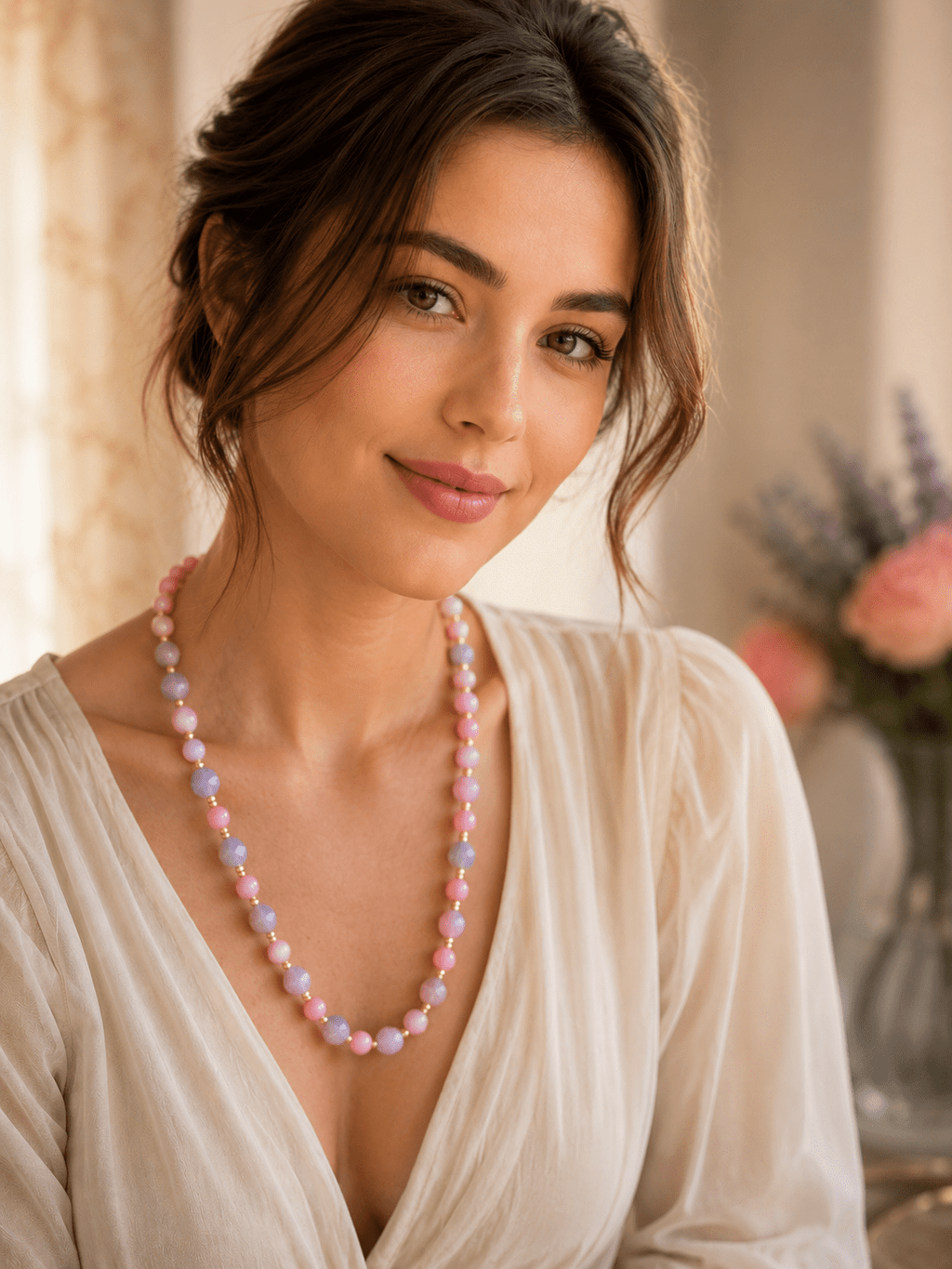 Collane Collana Giada Kunzite Naturale con Cuore | Made in Italy - Handmade Made in Italy