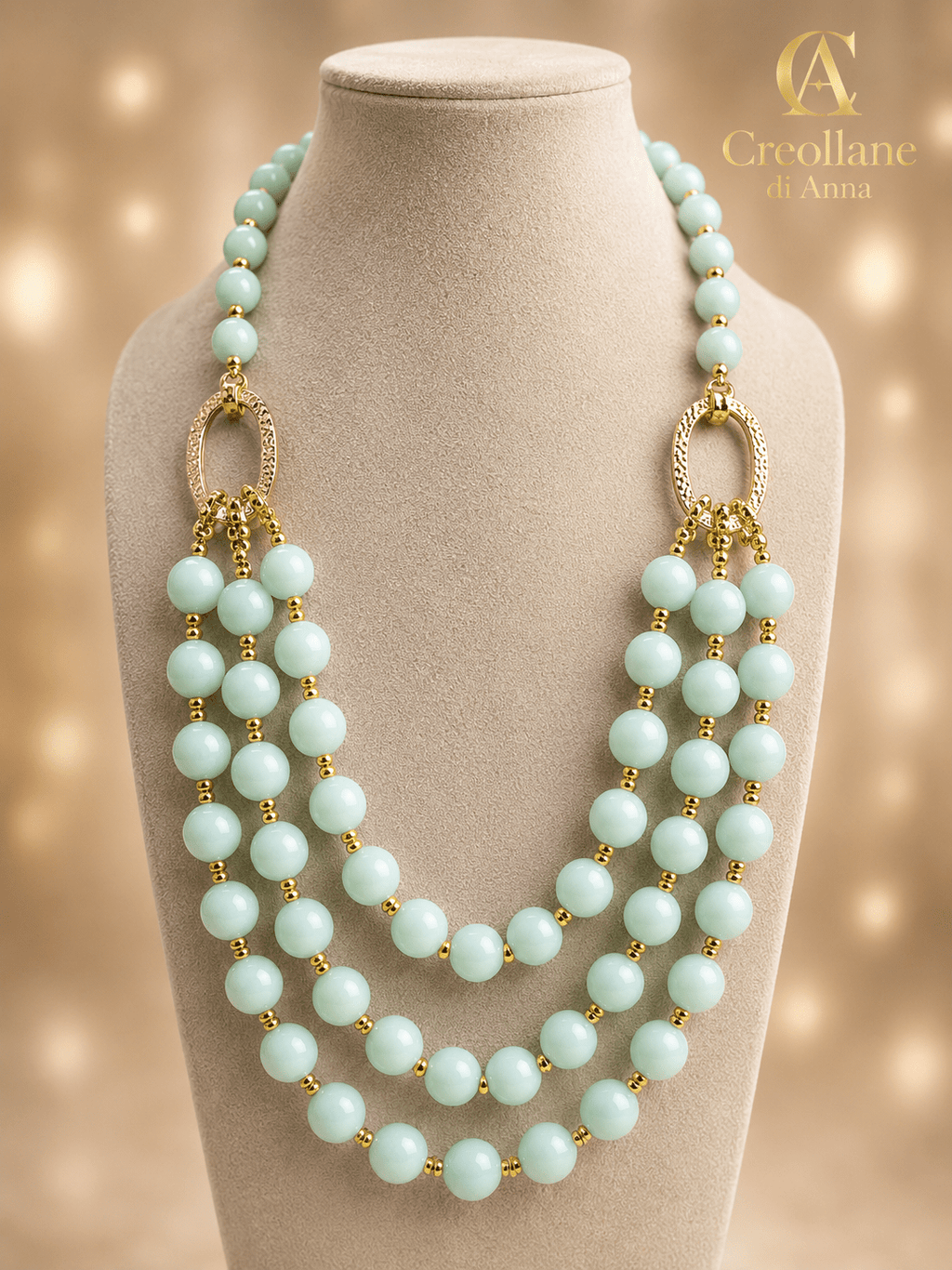 Collane Collana Girocollo Artigianale Handmade | Calcite Color Menta con Gancio a Timone | Made in Italy - Handmade Made in Italy