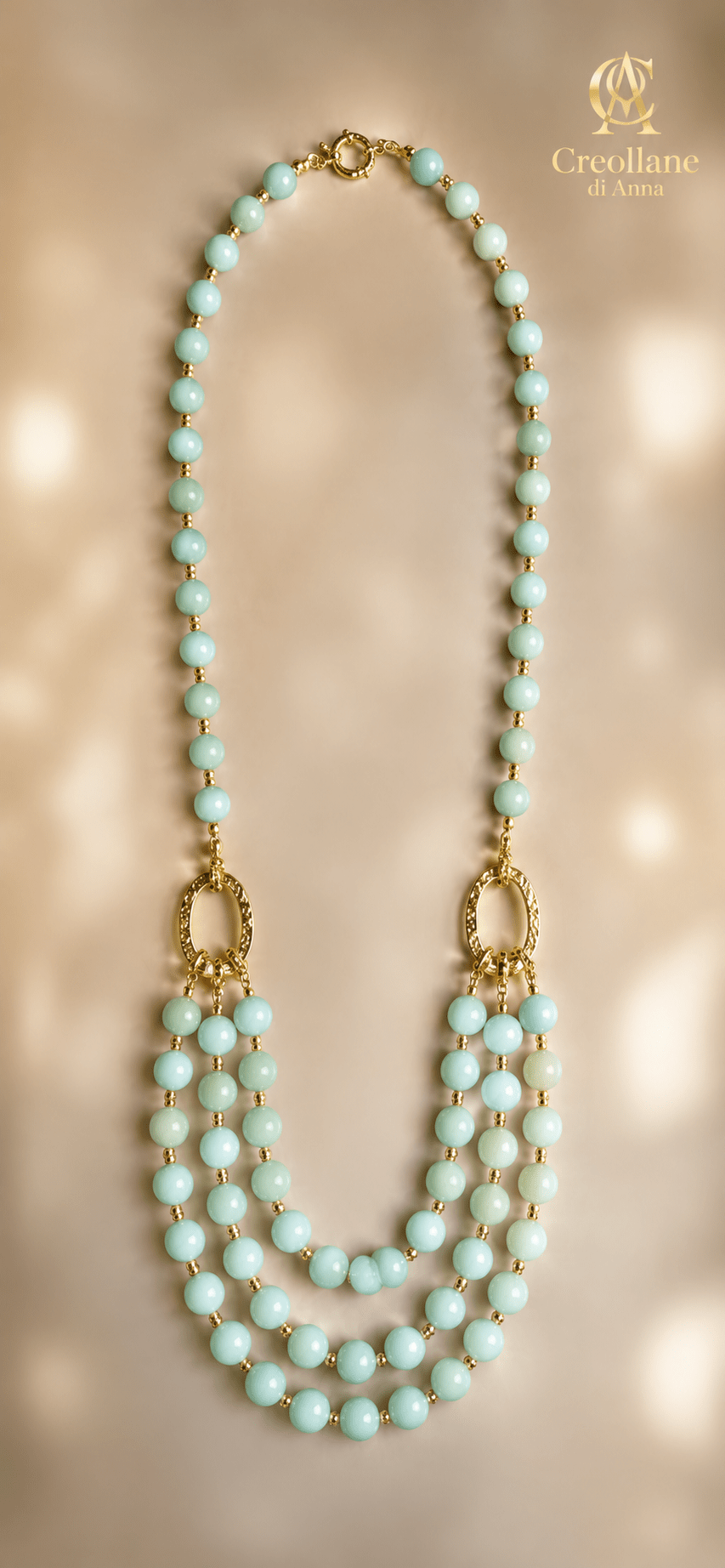 Collane Collana Girocollo Artigianale Handmade | Calcite Color Menta con Gancio a Timone | Made in Italy - Handmade Made in Italy