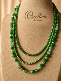 Collana Girocollo Artigianale | Multifilo Cristalli Verdi, Giadeite e Perle di Maiorca | Made in Italy