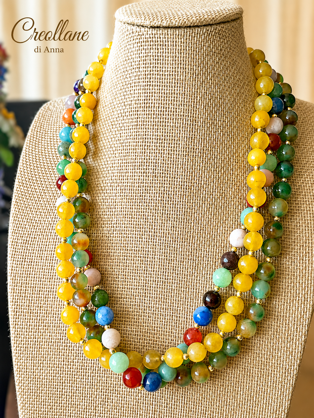 Collane Collana Girocollo Artigianale Handmade | Multifilo Serpentino, Crisoprasio e Quartzite Sfaccettata con Ematite | Made in Italy - Handmade Made in Italy