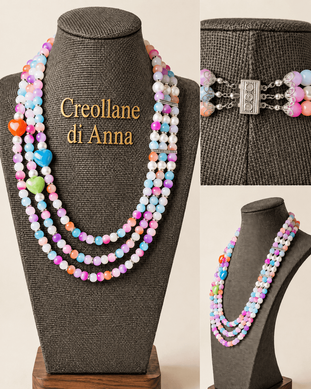 Collane Collana Girocollo Artigianale Handmade | Perle di Vetro e Inserti in Ceramica Multicolore | Made in Italy - Handmade Made in Italy