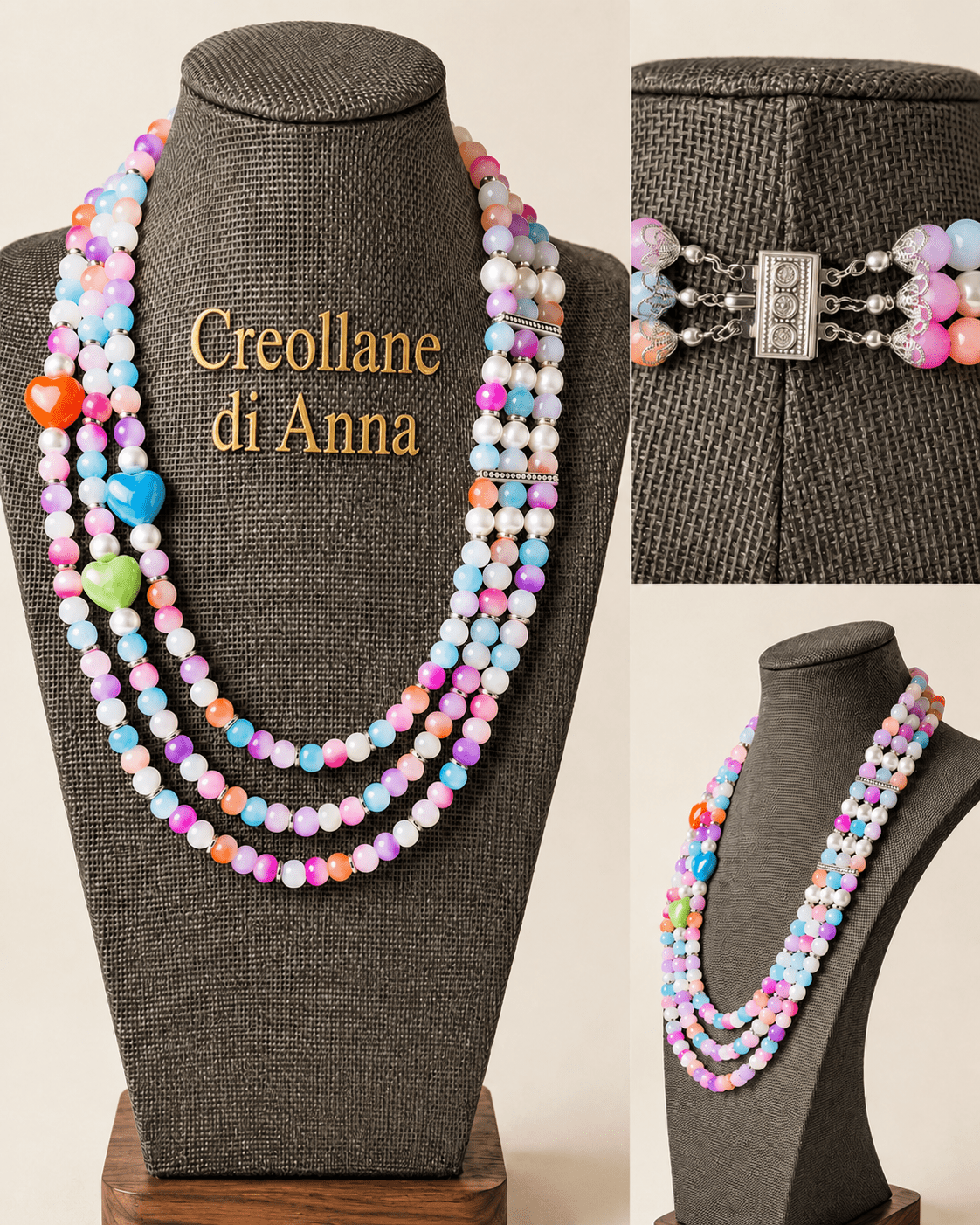 Collane Collana Girocollo Artigianale Handmade | Perle di Vetro e Inserti in Ceramica Multicolore | Made in Italy - Handmade Made in Italy