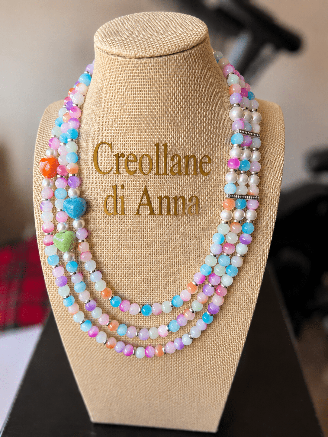 Collane Collana Girocollo Artigianale Handmade | Perle di Vetro e Inserti in Ceramica Multicolore | Made in Italy - Handmade Made in Italy