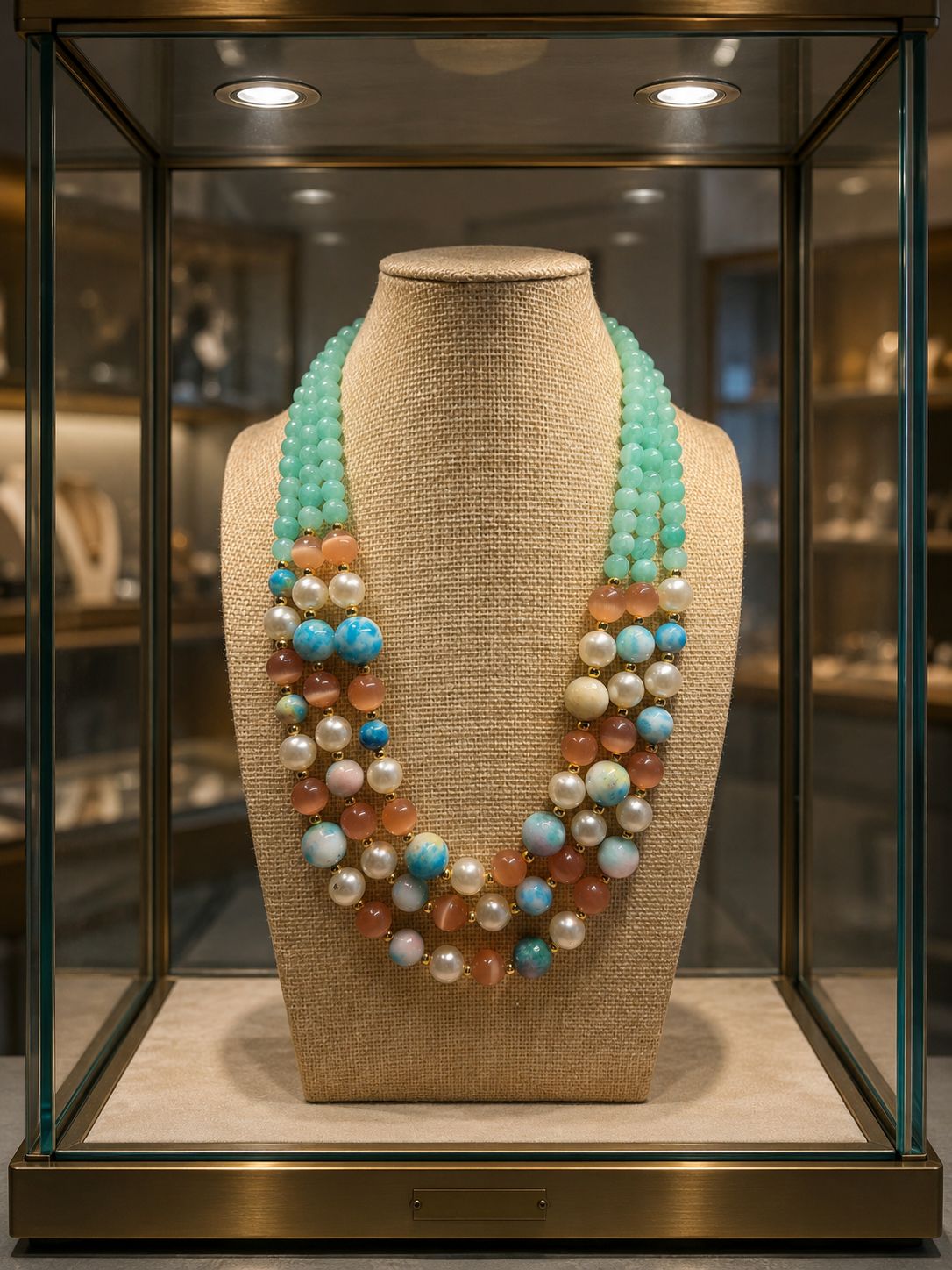 Collane Collana girocollo crisoprasio, perle ed occhio di gatto | Handmade Italia - Handmade Made in Italy