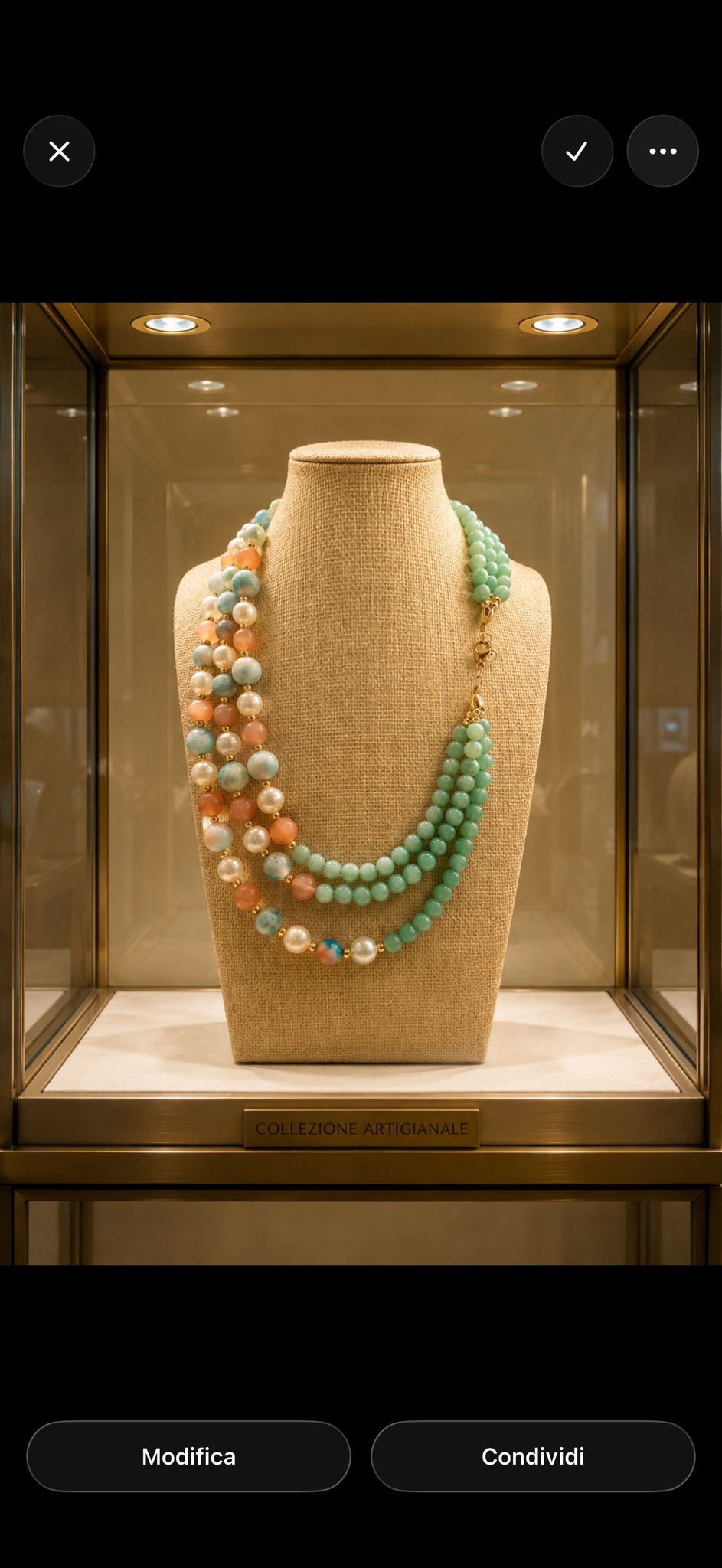 Collane Collana girocollo crisoprasio, perle ed occhio di gatto | Handmade Italia - Handmade Made in Italy