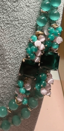 Collane Collana girocollo doppio filo in occhio di gatto verde acqua | Handmade Italia - Handmade Made in Italy