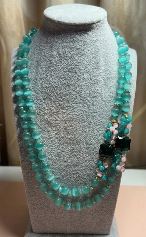 Collane Collana girocollo doppio filo in occhio di gatto verde acqua | Handmade Italia - Handmade Made in Italy