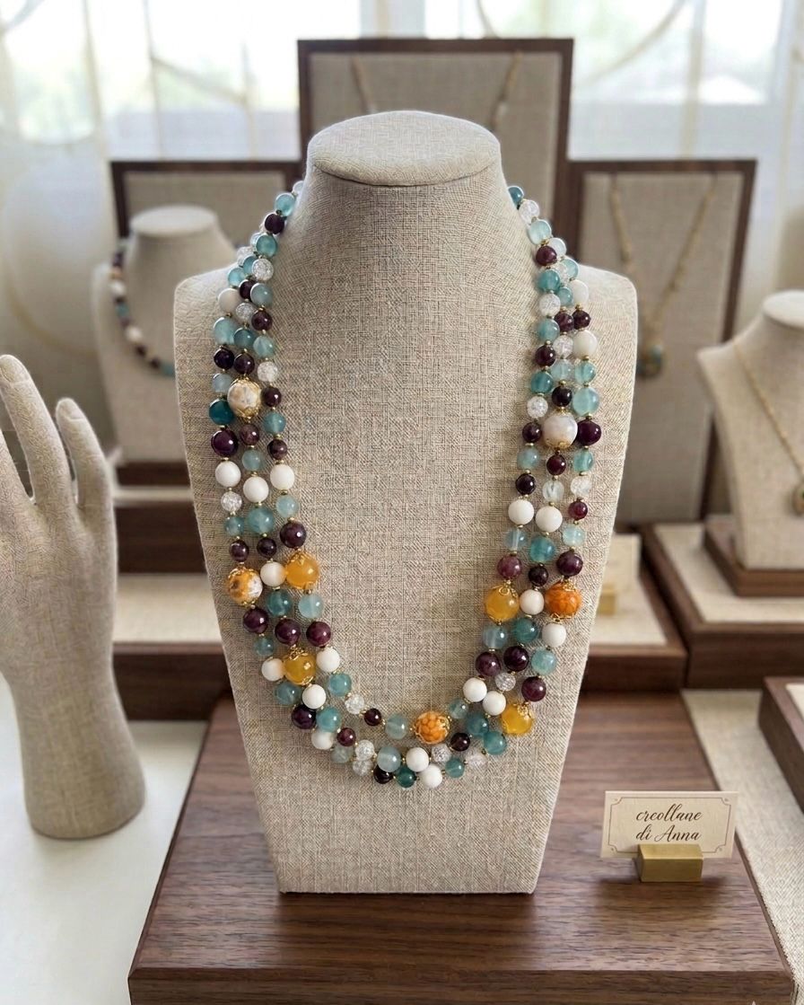 Collane Collana girocollo in pietra naturale agata multicolore | Handmade Italia - Handmade Made in Italy