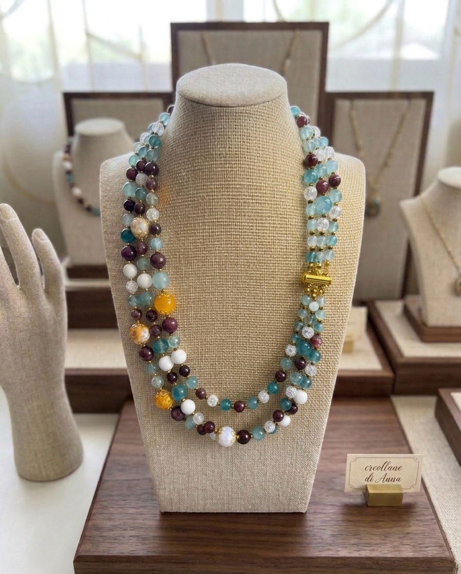 Collane Collana girocollo in pietra naturale agata multicolore | Handmade Italia - Handmade Made in Italy