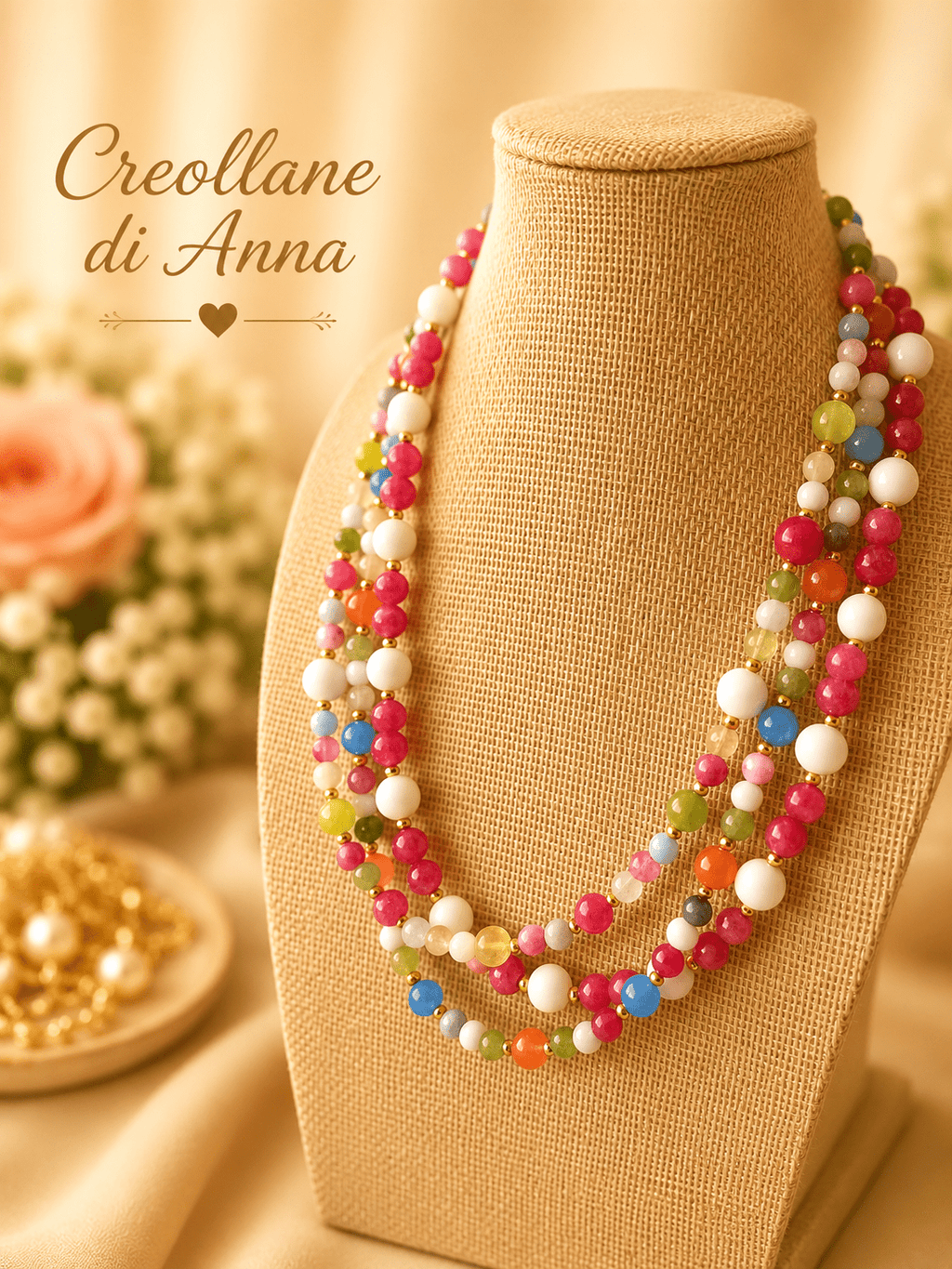 Collane Collana Girocollo Multifilo Agata Multicolore con Ciondolo Stella Marina | Made in Italy - Handmade Made in Italy