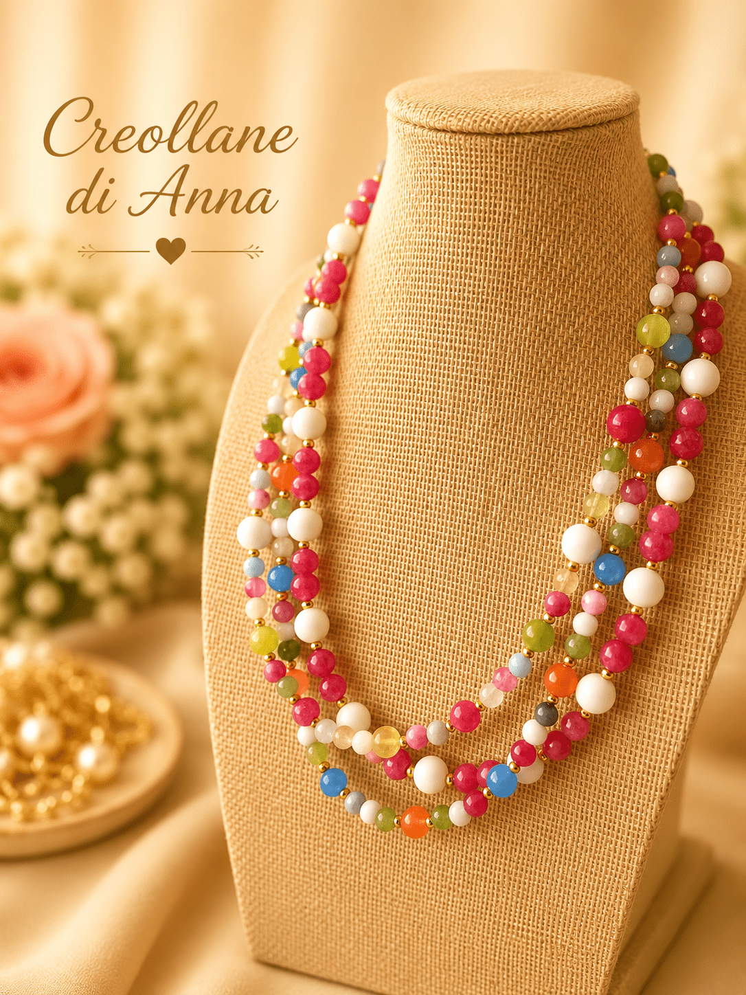 Collane Collana Girocollo Multifilo Agata Multicolore con Ciondolo Stella Marina | Made in Italy - Handmade Made in Italy