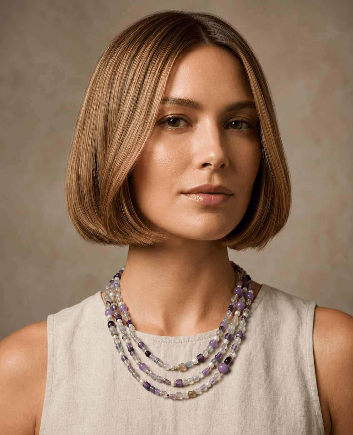 Collane Collana Girocollo Multifilo Artigianale Handmade | Fluorite, Giada, Perle di Fiume e Madreperla | Made in Italy - Handmade Made in Italy