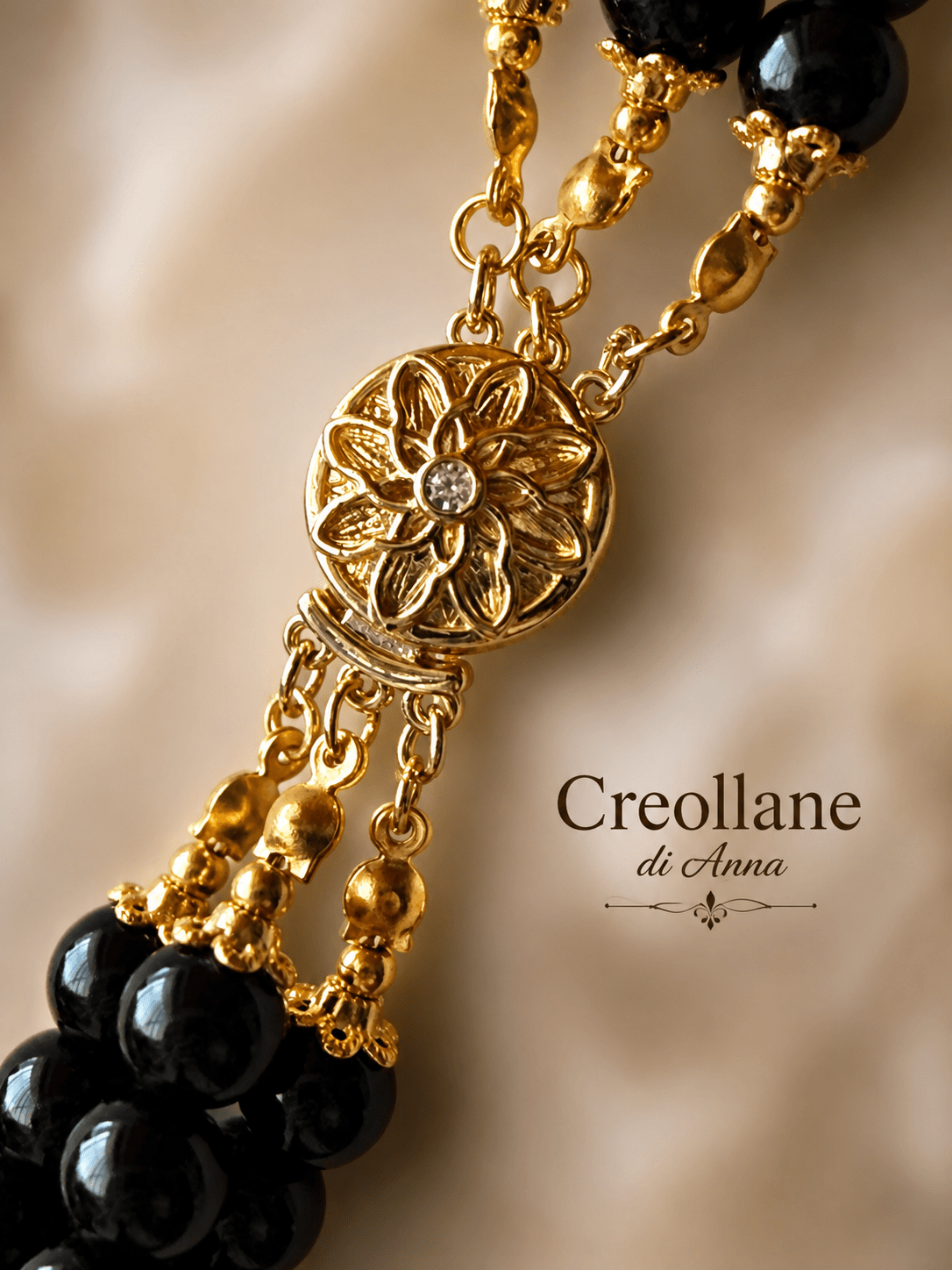 Collane Collana Girocollo Multifilo Artigianale Handmade | Onice Nero, Quarzo Rosa e Quarzo Fragola con Zirconi | Made in Italy - Handmade Made in Italy