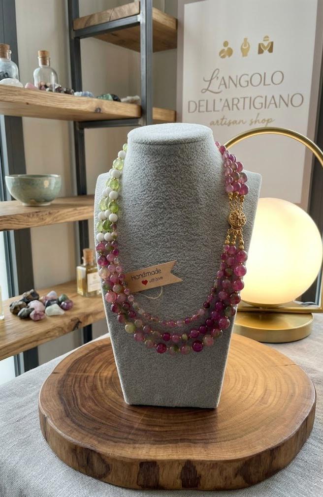 Collane Collana girocollo multifilo con pietre naturali | Handmade Italia - Handmade Made in Italy