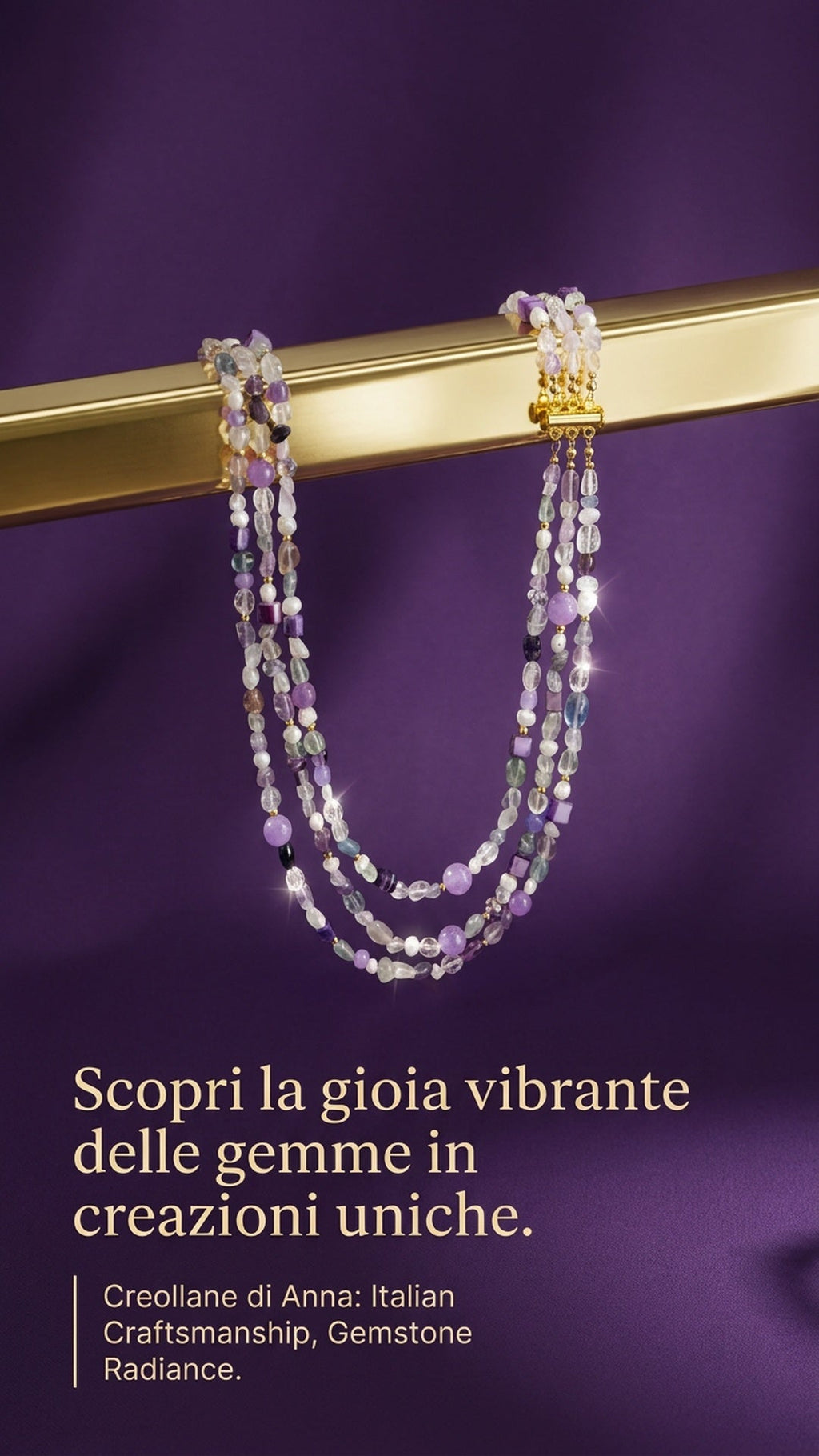 Collane Collana girocollo multifilo in pietra naturale fluorite | Handmade Italia - Handmade Made in Italy