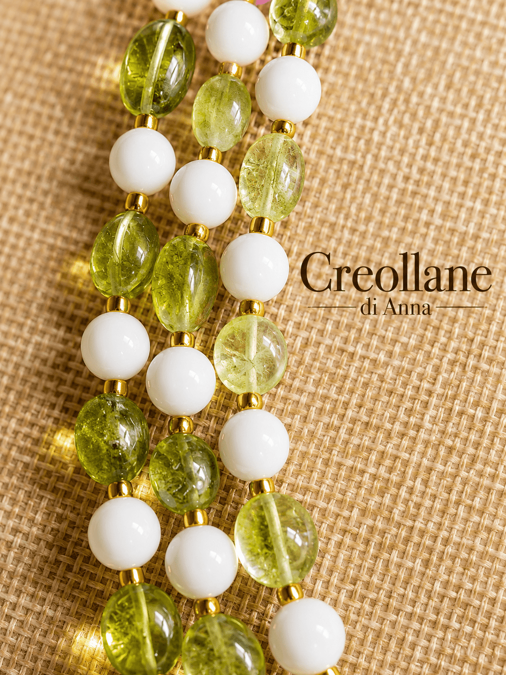 Collane Collana Girocollo Tre Fili Artigianale Handmade | Agata Rosa/Verde, Opale Bianco e Peridoto | Made in Italy - Handmade Made in Italy