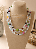 Collana Girocollo Tre Fili Artigianale | Opalite, Pietre Naturali e Madreperla Multicolore | Made in Italy