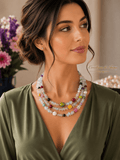 Collane Collana Girocollo Tre Fili Artigianale Handmade | Opalite, Pietre Naturali e Madreperla Multicolore | Made in Italy - Handmade Made in Italy