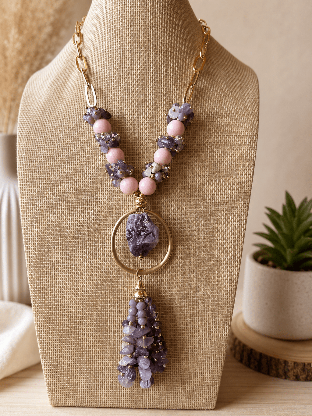 Collane Collana in ametista e opale rosa e cristalli | Handmade Italia - Handmade Made in Italy
