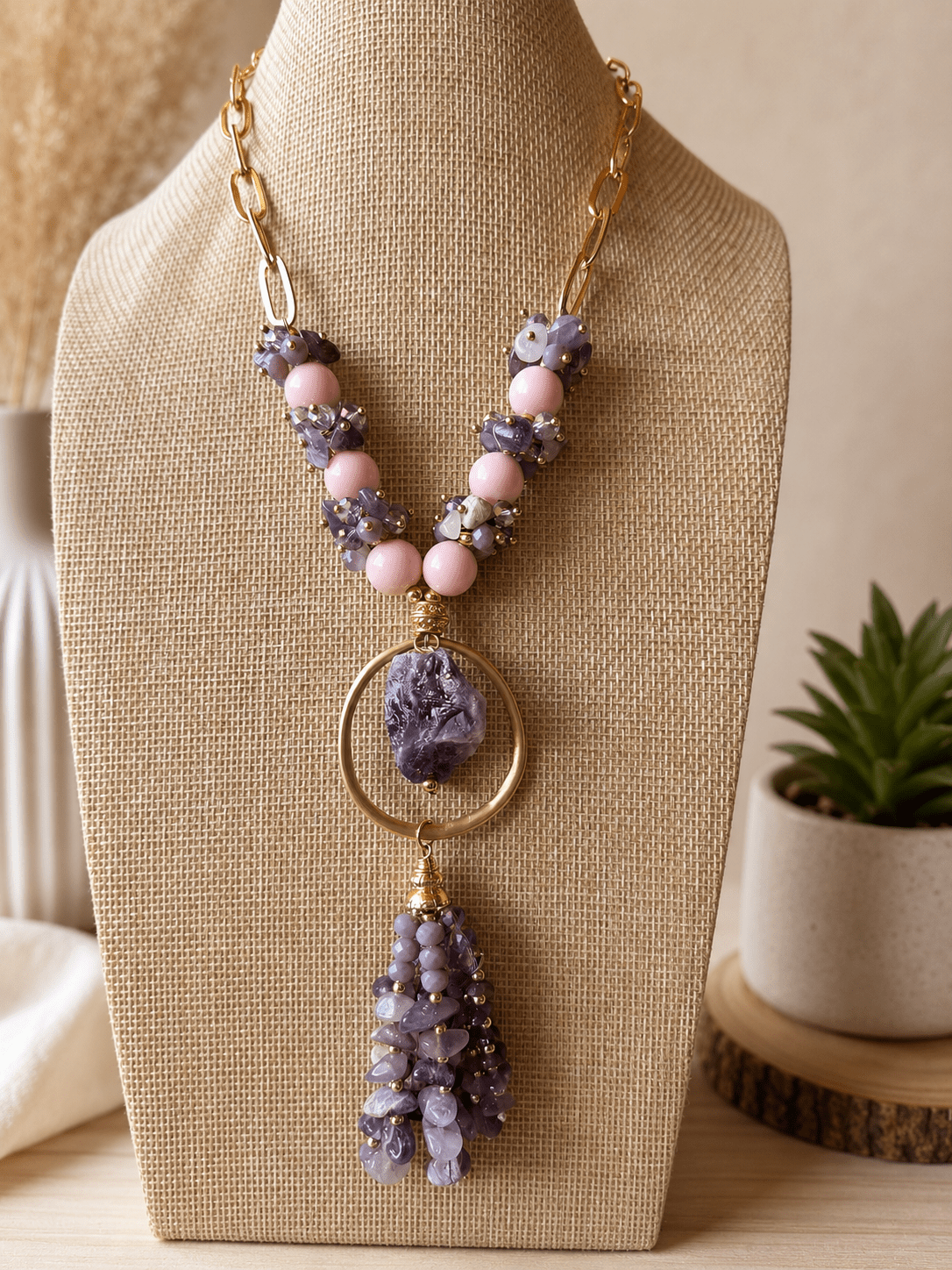 Collane Collana in ametista e opale rosa e cristalli | Handmade Italia - Handmade Made in Italy