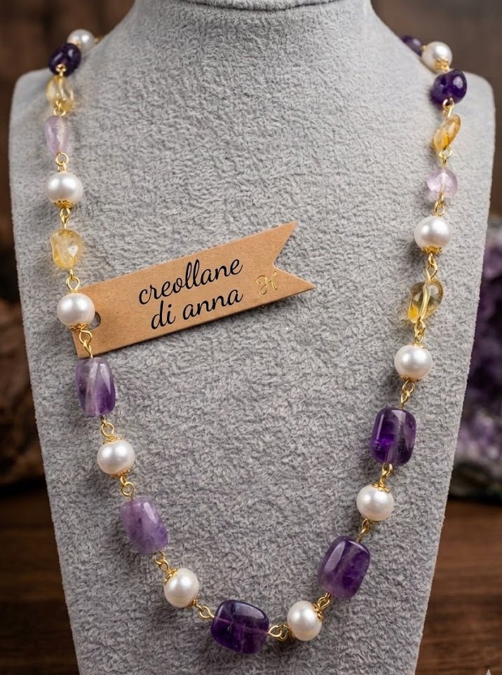 Collane Collana in ametista e perle | Handmade Italia - Handmade Made in Italy