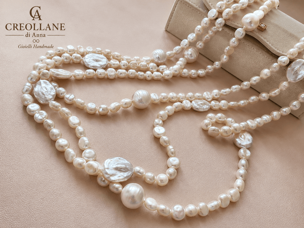 Collane Collana Lunga Perle di Fiume Naturali 215 cm – Su Richiesta - Handmade Made in Italy