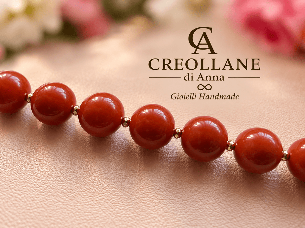 Collane Collana Monofilo Pasta di Corallo Sardegna, Perle e Cameo Fiore | Made in Italy - Handmade Made in Italy