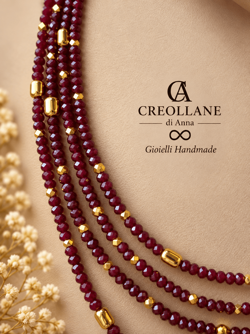 Collane Collana Multifilo Almandino ed Ematite | Made in Italy - Handmade Made in Italy