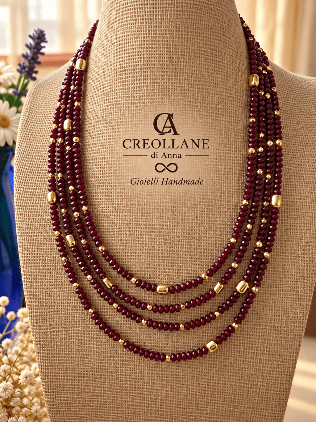 Collane Collana Multifilo Almandino ed Ematite | Made in Italy - Handmade Made in Italy