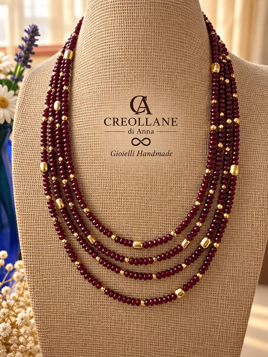 Collane Collana Multifilo Almandino ed Ematite | Made in Italy - Handmade Made in Italy