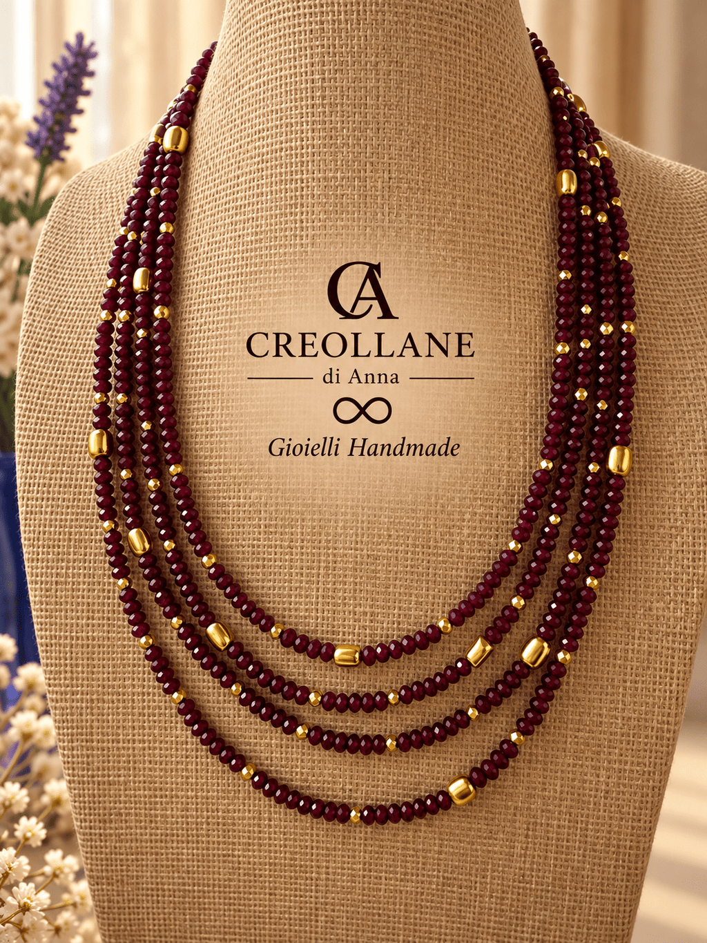 Collane Collana Multifilo Almandino ed Ematite | Made in Italy - Handmade Made in Italy