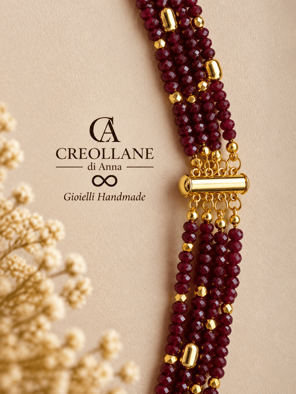 Collane Collana Multifilo Almandino ed Ematite | Made in Italy - Handmade Made in Italy