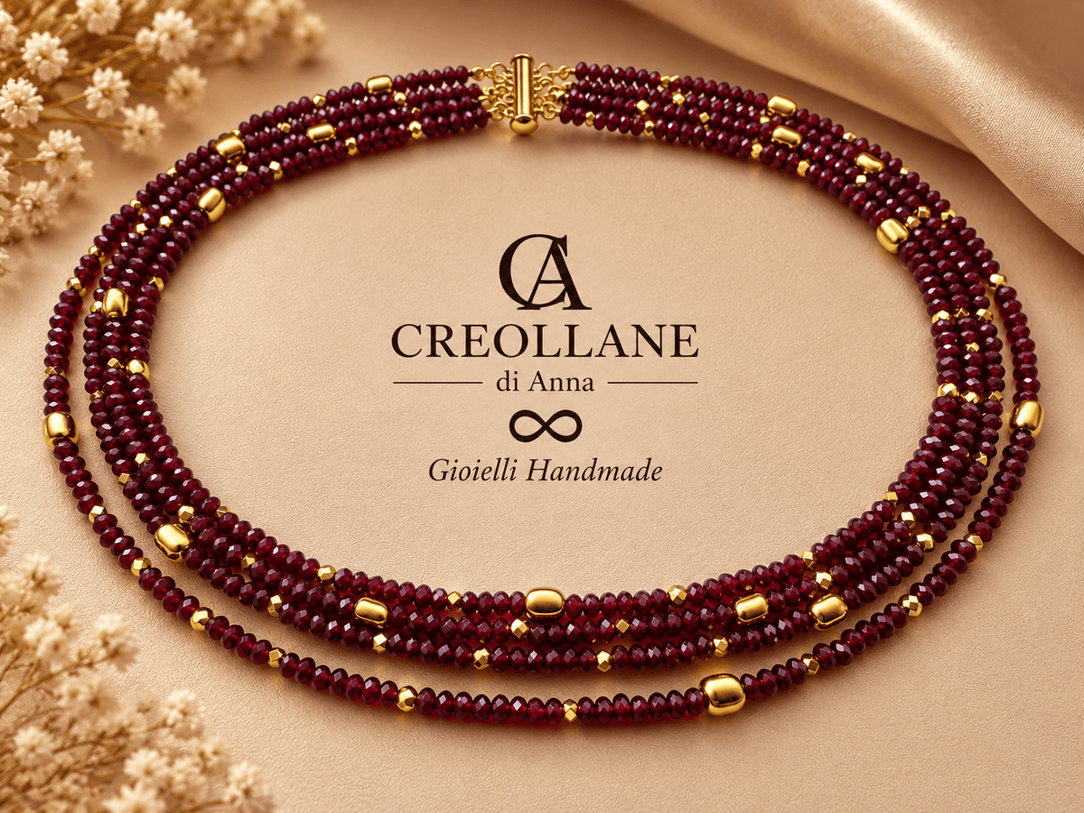 Collane Collana Multifilo Almandino ed Ematite | Made in Italy - Handmade Made in Italy