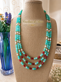 Collana Multifilo Artigianale | Crisoprasio, Radice di Rubino, Occhio di Gatto e Perle di Fiume | Made in Italy